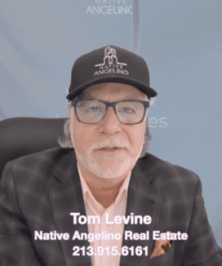 About Tom Levine is a Los Angeles Real Estate Advisor with Native Angelino Real Estate. He is seated and speaking into the camera.